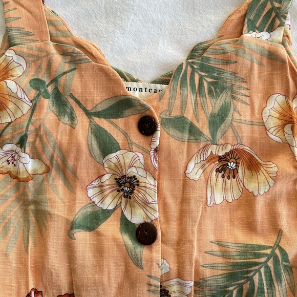 Monteau Los Angeles Tropical Floral Button-Front Midid Dress Sz M Cottagecore - Picture 8 of 16